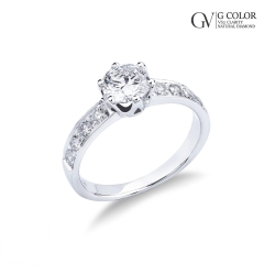 Verlobungsring Solitärring aus 18K Weißgold mit Diamanten 1 Karat