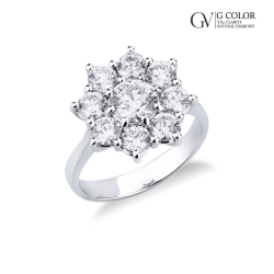 Diamantring Blumenring Damen aus Weißgold 18K