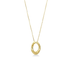 750er Gelbgold Kette mit ovalem Anhänger