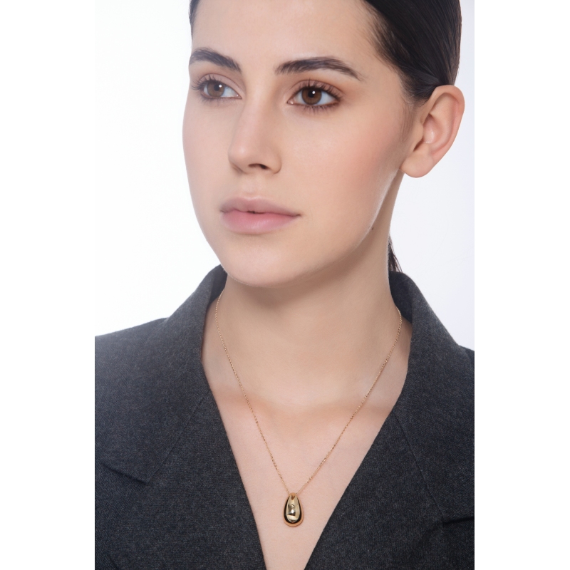 Gelbgold 750 Damenkette mit Tropfenanhänger