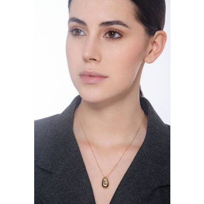 Gelbgold 750 Damenkette mit Tropfenanhänger