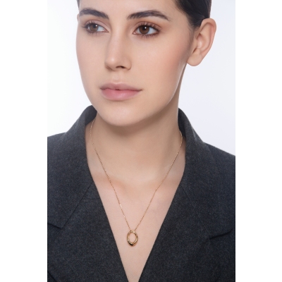 750er Gelbgold Kette mit ovalem Anhänger 