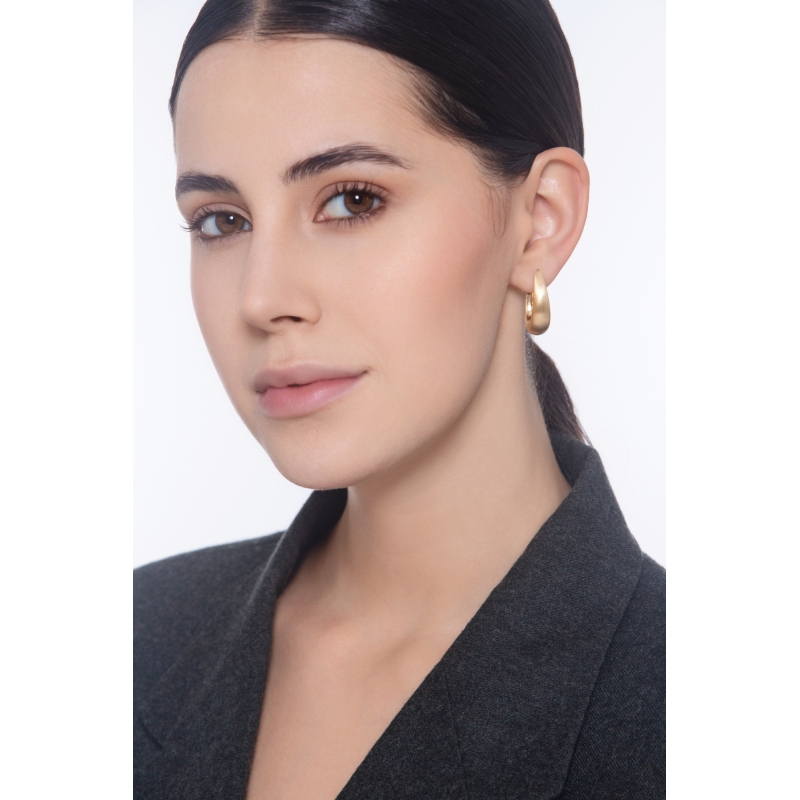 Ovale Ohrringe aus 750er Gelbgold, satiniert