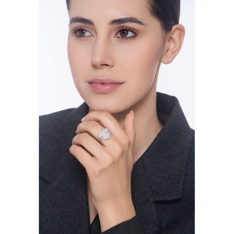 Herz Ring mit Diamanten aus 750er Weißgold