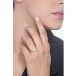 Gelbgold 18K Siegelring Damen mit Stern aus Diamanten 2