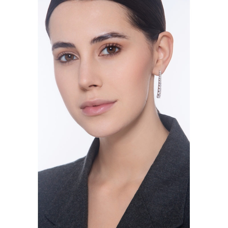 Tennis Ohrhänger Weißgold 750 mit Diamanten 