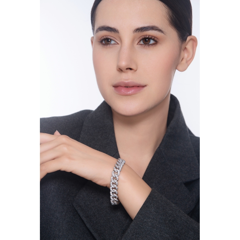 Weißgold 18K Iced Out Armband mit Diamanten