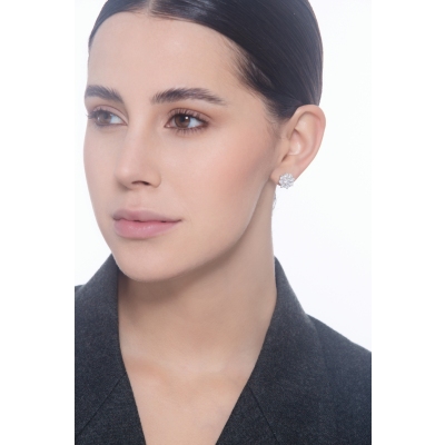 Ohrstecker 18K Weißgold mit Blumen aus Diamanten