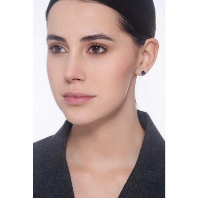 Weißgold Ohrstecker mit blauen Saphiren 