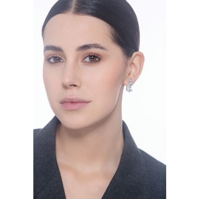 Designer Ohrringe aus 750er Weißgold Aquamarin und Diamant