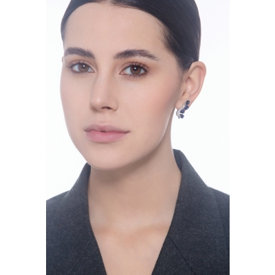 Ohrringe aus Weißgold 18K mit Saphiren und Diamanten 