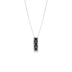Weißgold-Kette mit Anhänger aus 3 schwarzen Diamanten
