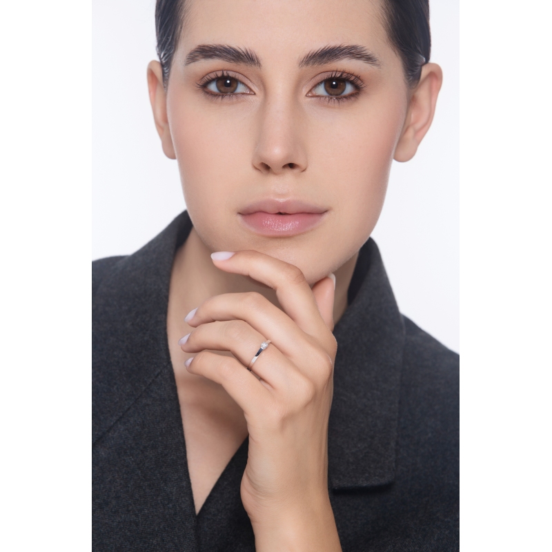 Diamantring Weißgold 18K 0.15 kt