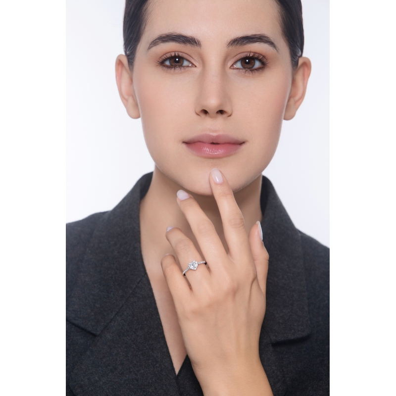 Verlobungsring mit Diamant Herzschliff 0.30 kt GIA Weißgold 18K