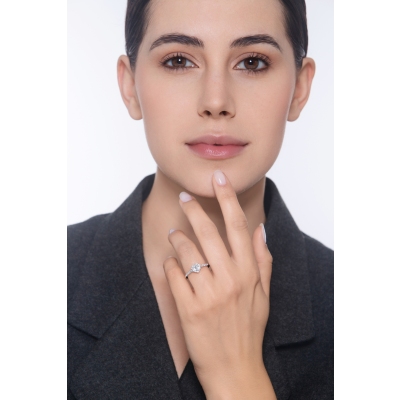 Verlobungsring mit Diamant Herzschliff 0.30 kt GIA Weißgold 18K