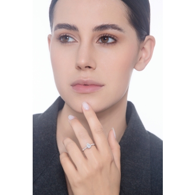 Verlobungsring mit Diamant Tropfenschliff 1.00 kt GIA Weißgold 18k 