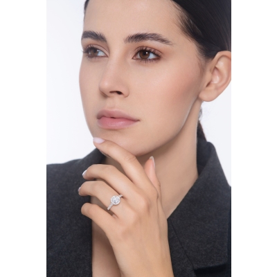 Verlobungsring  mit Diamant Brillantschliff 1 Karat IGI Weißgold 18K