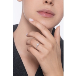 Damenring mit Diamant Ovalschliff 0.30 kt GIA aus Weißgold 18k 2