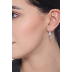Ovale Ohrringe mit Aquamarin und Diamanten aus 750er Weißgold 2