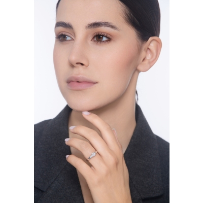 Weißgold 18K halbkaräter Verlobungsring mit Diamant