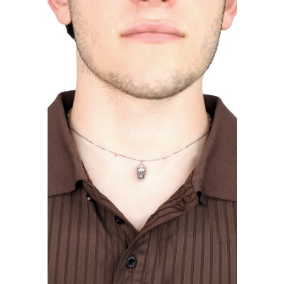 Kette mit Totenkopf mit Diamanten