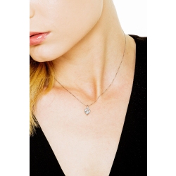 Halskette aus 18k Weißgold mit Aquamarin-Herz-Anhänger 2