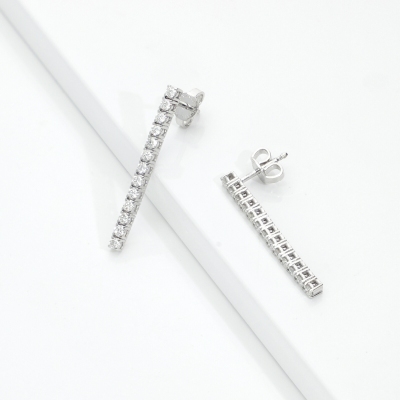 18Karat Weißgold Tennis Diamant Ohrringe 