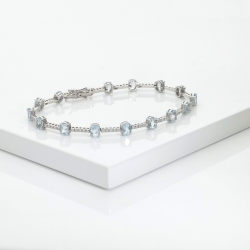 Aquamarin und Diamanten Armband Weißgold 750 2