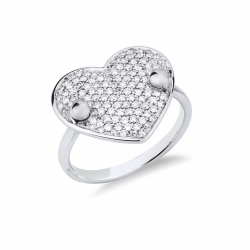 Herz Ring mit Diamanten aus 750er Weißgold