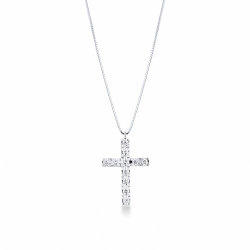 Weißgold 750 Kette mit Kreuz aus Diamanten