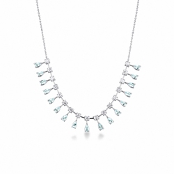 750er Weißgold Aquamarin Kette mit Diamanten