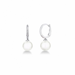Ohrringe mit Perlen und Diamanten Weißgold 18K