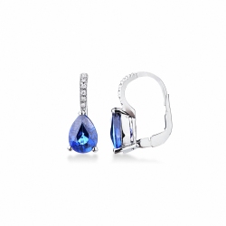750er Weißgold Ohrhänger mit blauen Saphiren und Diamanten
