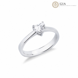 Ring mit Diamant Herzschliff 0.50 Kt GIA aus 18K Weißgold