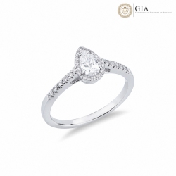 Damenring mit Diamant Tropfenschliff 0.30kt aus Weißgold 18K