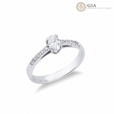 Damenring mit Diamant Ovalschliff 0.30 kt GIA aus Weißgold 18k