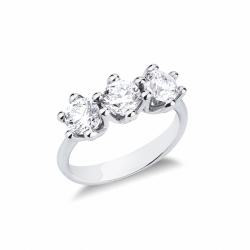 Weißgold 750 Damenring mit drei Diamanten