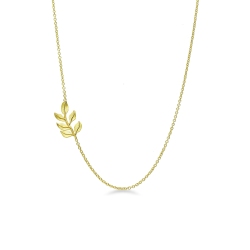 Halskette mit glänzendem Blatt aus 750er Gelbgold