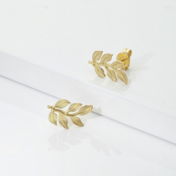 Blatt-Ohrstecker 18 Karat Gelbgold 2