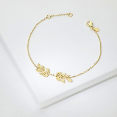 Armband mit Blatt aus 18K Gelbgold