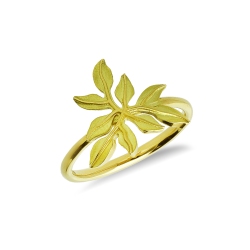 750er Gelbgold Blatt Ring Damen