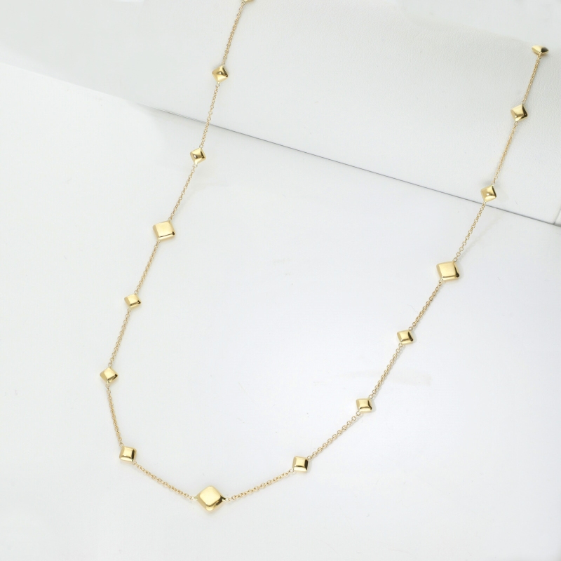 750er Gelbgold Damenkette mit kleinen Quadraten, 90 cm 750er Gelbgold Damenkette mit kleinen Quadraten, 90 cm