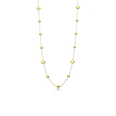 750er Gelbgold Damenkette mit kleinen Quadraten, 90 cm