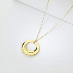 Gelbgold 18K Damenkette mit Kreis-Anhänger 2
