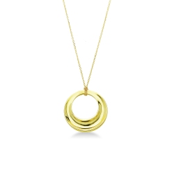 Gelbgold 18K Damenkette mit Kreis-Anhänger