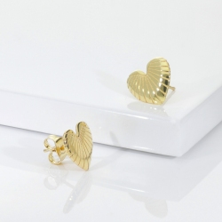 Gerillte Herz-Ohrringe aus 18 Karat Gelbgold 2