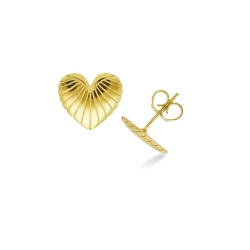 Gerillte Herz-Ohrringe aus 18 Karat Gelbgold