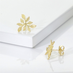 Blatt-Ohrringe aus Gelbgold 18k 2