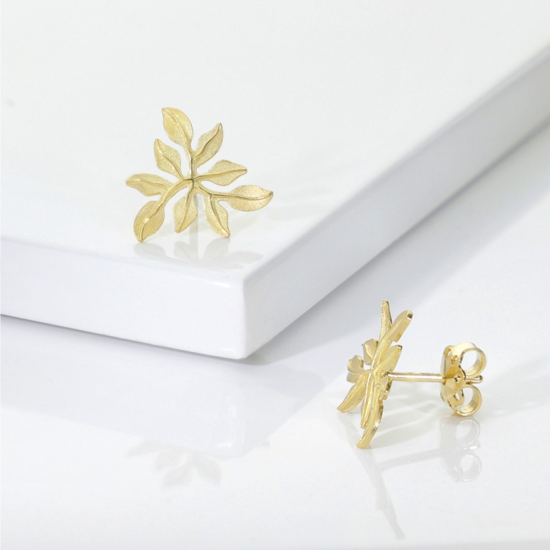 Blatt-Ohrringe aus Gelbgold 18k Blatt-Ohrringe aus Gelbgold 18k