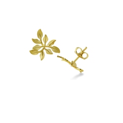 Blatt-Ohrringe aus Gelbgold 18k